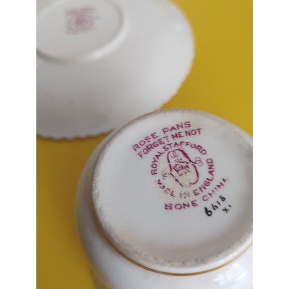 Royal Stafford England Cup & Saucer Set Forget me not pansies decorative handle. - Picture 11 of 11